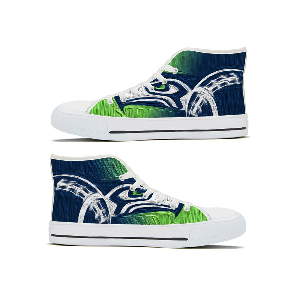 Men's Seattle Seahawks High Top Canvas Sneakers 001